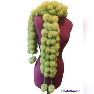 Bright Green Rabbit Fur Scarf